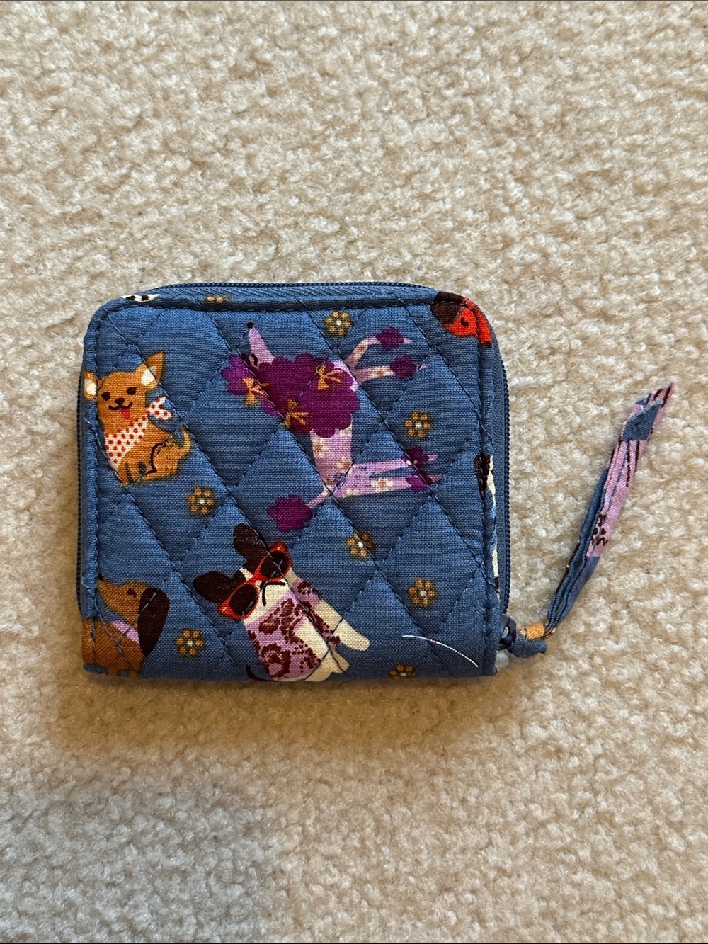 Vera Bradley Quilted Dog Zip Wallet - Blue